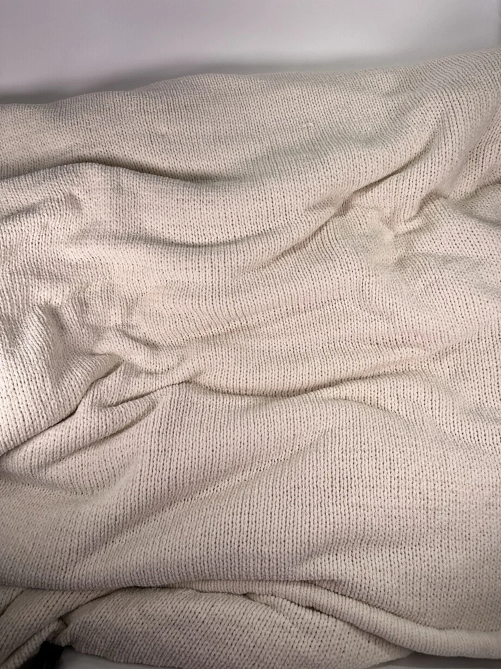 POTTERY BARN Chunky Knit Sherpa Backed Blanket Ivory Cream Queen 90x96